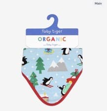 Image of Toby Tiger Organic Penguins' Christmas Print Bib
