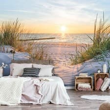 Image of BEACH SEA GRASS SUN NATURE Photo Wallpaper Wall Mural Modern Living Room Bedroom