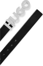Image of Hugo Boss Ladies Belt Zula Black 3.5cm Strap Logo Buckle Brand New Genuine