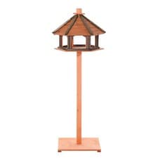 Image of PawHut Wooden Bird Feeder Bird Table with Roof for Outside Use Brown 130cm