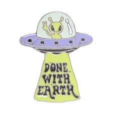 Image of Something Different Glow In The Dark Pin UFO BadgeOne Size Yellow/White/Purple