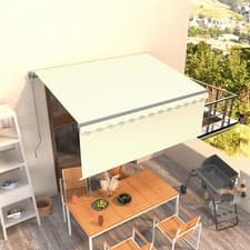 Image of Manual Retractable Awning with Blind 3.5x2.5m Cream vidaXL