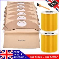 Image of Dust Bags & Filter for Karcher WD2 WD3 A2004 NV3 Wet & Dry Vacuum Cleaner UK