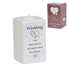 Image of Said with Sentiment Ceramic Tea Light Holder: Wedding