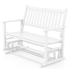 Image of 2 Seats Outdoor Glider Bench Poplar Wood Patio Swing Glider Loveseat Chair