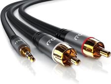 Image of 2 RCA Phono to 3.5Mm Stereo Jack Cable 7.5M - Y Audio Splitter - RCA Connector f