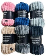 Image of Luxury Chunky Ribbed Throw Blanket Faux Fur Fleece Cozy King Size 200 x 240 cm