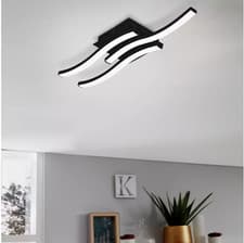 Image of EGLO Cabezas-E Wave LED Flush Ceiling Light 11cm Steel IP20-12W Black - NEW