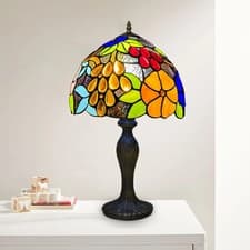 Image of Tiffany New Butterfly Style Table Lamp 10 inch Handmade Stained Glass Multicolor