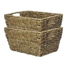 Image of Natural Seagrass Storage Basket - Set of 2 Eco-Friendly Woven Basket | M&W