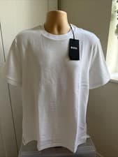 Image of HUGO BOSS P-TAUT 25 REG FIT PERFORMANCE STRETCH TEE WHITE SZ LG BNWT RRP £119❤️