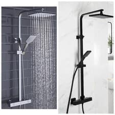 Image of Bristan Craze Bar Mixer Shower with Dual Shower Heads-Black-Chrome