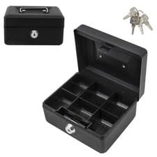 Image of Time to Sparkle 6" Metal Cash Box in Steel Metal Cash Safe Security Petty Tin