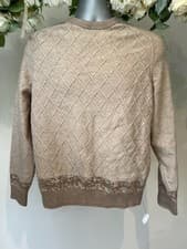 Image of TED BAKER Jumper Mens TB 3 UK M Taupe Knitted Diamond Pattern Long Sleeve NEW