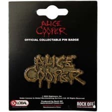 Image of ALICE COOPER Metal Pin Badge: DRIPPING LOGO GOLD: Official Merch fan gift £pba