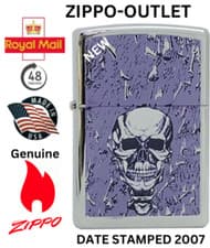 Image of Genuine Brand New 2007 ZIPPO Lighter Skull Design THE MORNING AFTER Chrome