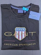 Image of GANT Slim Fit Large Shield T-Shirt, Colour: Black, Size: L, RRP £30