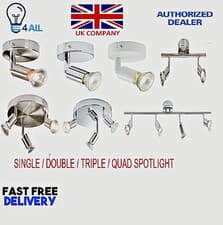 Image of Knightsbridge 230V GU10 Single/Double/Triple/Quad Spotlight White Brushed Chrome