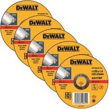 Image of 5 x DeWalt DT42340 INOX Stainless Steel Thin Cutting Discs 125 x 1.2 x 22.2mm