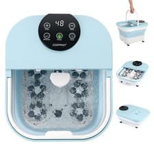 Image of COSTWAY Collapsible Foot Spa Massager with Heat, Shower & Timer-Blue
