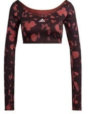 Image of adidas Womens Hyperglam 3-Stripes - Long Sleeve Crop Top - Size M - Wonder Red