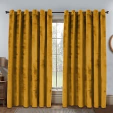 Image of Thick Velvet Curtains Blackout Eyelet Ring Top Curtains Ready Made Fully Lined