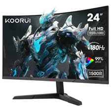Image of KOORUI 24” Gaming Monitor 180Hz Curved 1080P 1ms Adaptive Sync HDMI DP UK Brandd