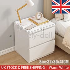 Image of 2 Drawer Wooden Bedroom Bedside Cabinet Furniture Storage Nightstand Side Table