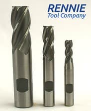 Image of Blueline HSS 4 Flute End Mills 2mm - 32mm All Sizes.Flatted Shank.Standard Lengt