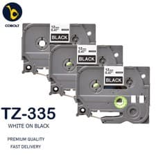 Image of 3 Label Tape Compatible With Brother White on Black TZ335 PT-E300VP E550WVP H100