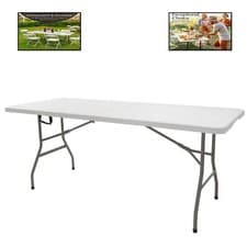 Image of 6FT CATERING CAMPING HEAVY DUTY FOLDING TRESTLE TABLE PICNIC BBQ PARTY BENCH
