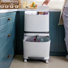 Image of 2 Compartment 38L Pedal Recycling Waste Bin Kitchen Rubbish Trash Can 42x28x73