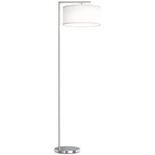 Image of Floor Lamp, Modern Standing Lamp with Linen Lampshade, Round Base for Living Roo