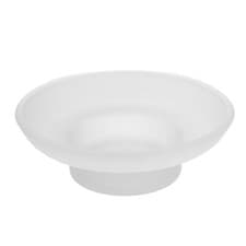 Image of Soap Dish Round Frosted Glass Replacement Spare Soap Holder Clear Soap Bar For
