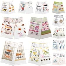 Image of 100% COTTON TEA TOWELS SET KITCHEN TERRY GLASS DISH CLEANING DRY CLOTH PACK OF 3