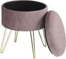 Image of WOLTU Round Velvet Ottoman Footrest Stool Compact Vanity Seat W/ Storage And Lid