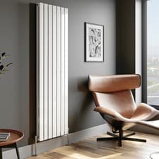 Image of Designer Radiator Vertical Horizontal White Flat Panel Oval Column Double Rads