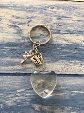 Image of Make A Wish Real Heart Vial Dandelion Glass Fairy Keyring