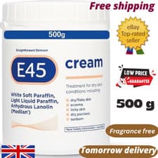 Image of E45 Cream 500 g Tub Moisturiser for Dry Skin and Sensitive Skin Emollient to