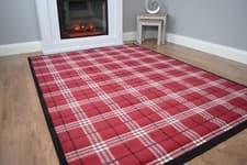Image of New Red Tartan Design Rug Large Check Highland Mat Living Room Floor Carpet UK