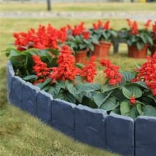 Image of Plastic Cobbled Stone Effect Garden Plant Border Edging Patio Lawn Hammer-In