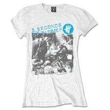 Image of Official 5 Seconds of Summer Live Collage Ladies White T Shirt 5SOS Fitted Tee