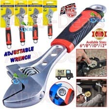Image of Adjustable Spanner Wrench 6" 8" 10" & 12" Soft Grip Handle Metric Scale Open Jaw