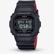 Image of Casio G-Shock Core Black & Red Rubber Display Watch DW-5600UHR-1ER