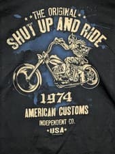 Image of Liquid Blue Mens T-shirt Black Original Shut Up & Ride Motorcycle 2XL #3631 NWOT