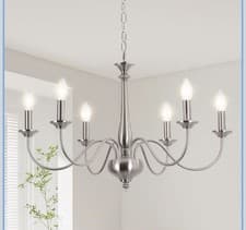 Image of Nickel Chandeliers Ceiling Light, 6 Lights Vintage Chandelier Ceiling Pendant