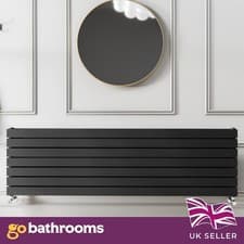 Image of Pinta Horizontal Radiator | Flat Panel Double Column 475 x 1800mm Matt Black