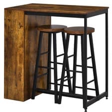 Image of HOMCOM 3 Piece Bar Table Set, Bar Height Table with 2 Stools, Storage Shelf
