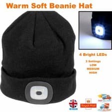 Image of 4 LED Knitted Beanie Cap Headlamp Head Light Flashlight Torch HatSports Running