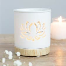 Image of White Lotus Flower Cut Out Oil Burner Wax Melt / Oil Burner Melter Tealight